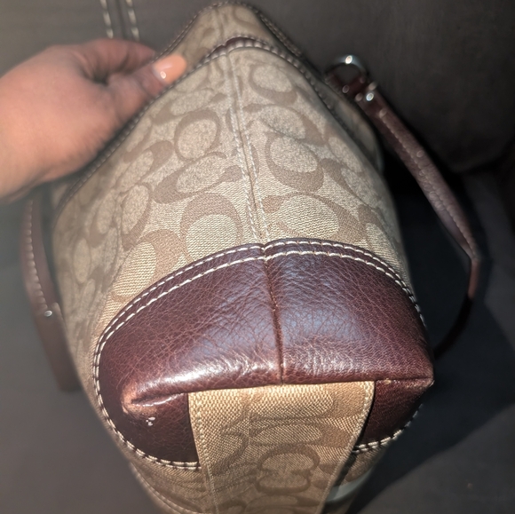 Coach Signature Heritage Strip Brown and Cream Tote Bag - Picture 4 of 7